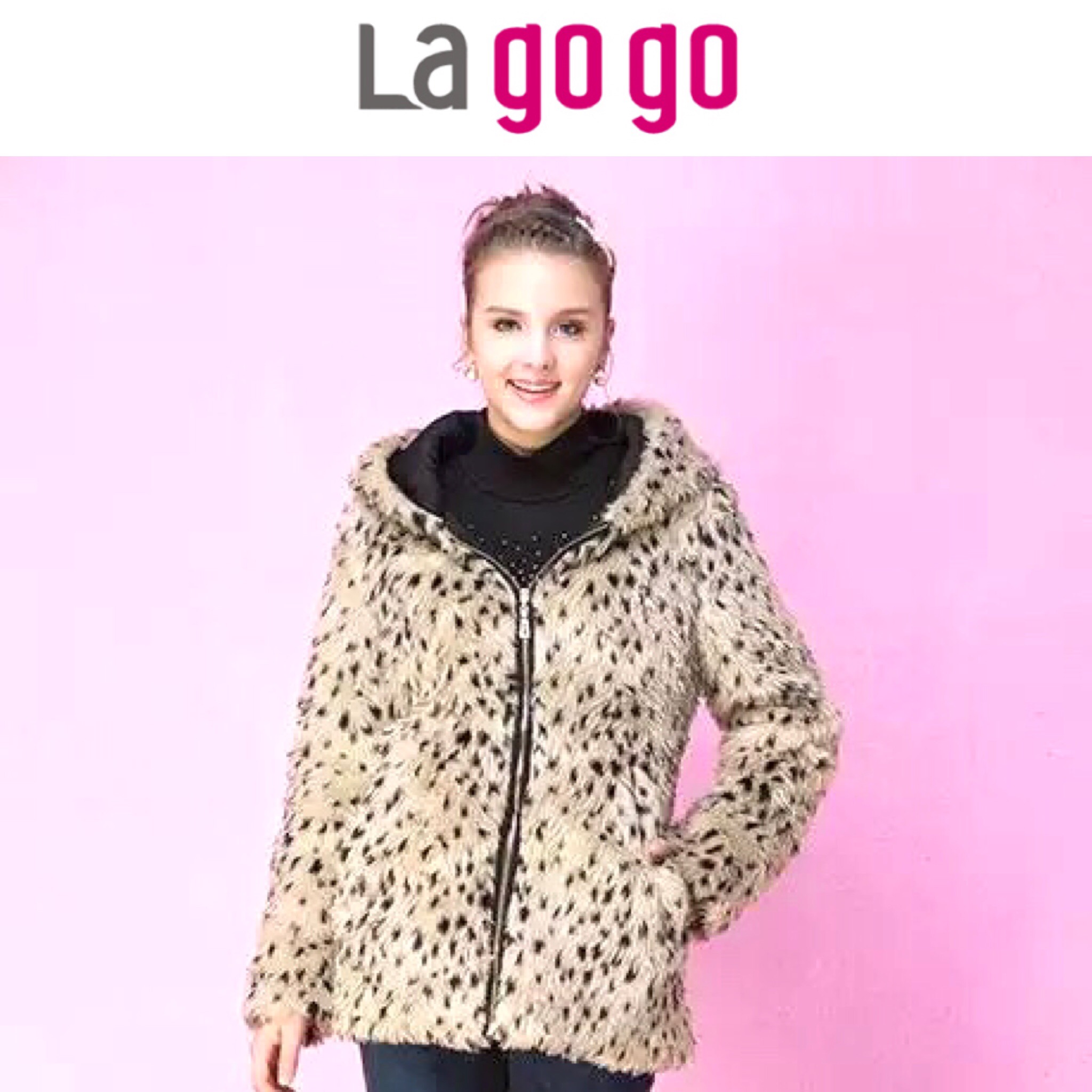 Lagogo เสื้อกันหนาว เสื้อโค้ท แต่งขน ลายเสือ เสื้อขน เสื้อคลุม แบรนด์เนม La Go Go แท้100%สวยหรู ลายเสือ