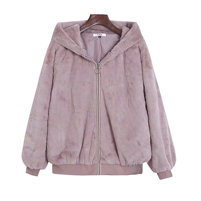 Pink latte เสื้อเฟอร์กันหนาว หมวกฮู้ด เสื้อขน (FLUFFY COAT ) แบรนด์ Pink latte