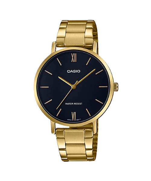 CASIO นาฬิกาคาสิโอ นาฬิกาข้อมือ นาฬิกากันน้ำ นาฬิกาของแท้ ประกันศูนย์ CMG 1 ปี รุ่น LTP-VT01G-1B นาฬิกาสีทอง
