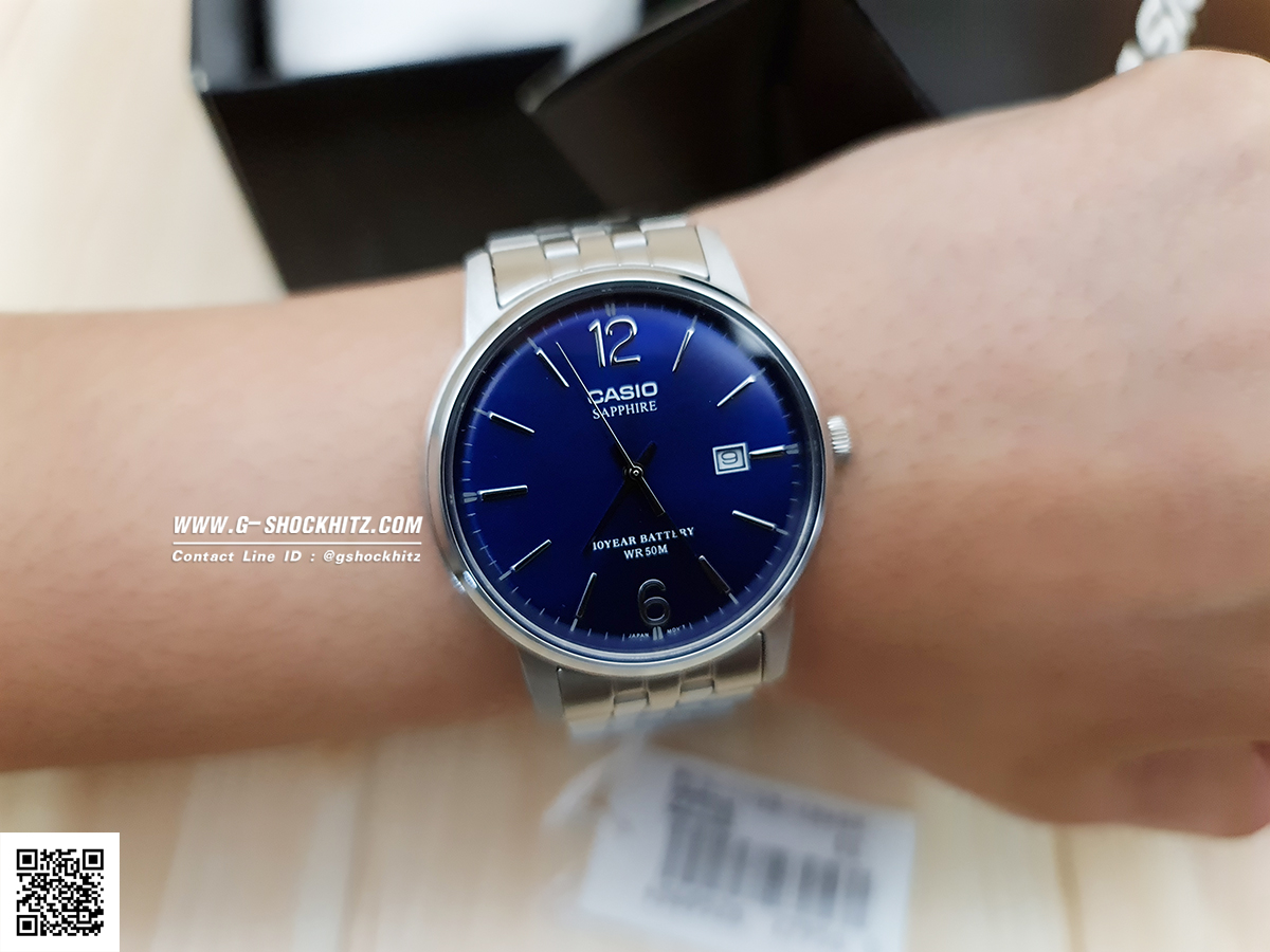 CASIO นาฬิกาคาสิโอ นาฬิกาข้อมือ นาฬิกากันน้ำ นาฬิกาของแท้ ประกันศูนย์ CMG 1 ปี รุ่น MTS-110D-2A นาฬิกาสีเงิน