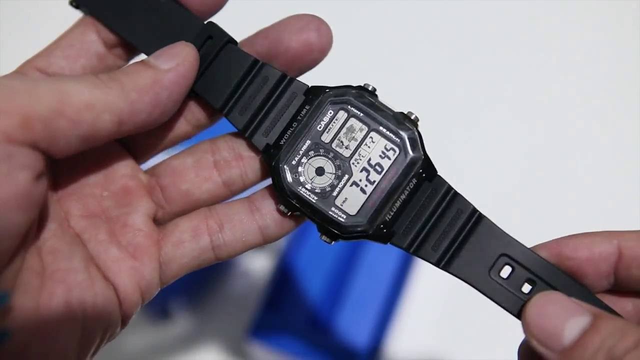 CASIO นาฬิกาคาสิโอ นาฬิกาข้อมือ นาฬิกากันน้ำ นาฬิกาของแท้ ประกันศูนย์ CMG 1 ปี รุ่น AE-1200WH-1A นาฬิกาสีดำ