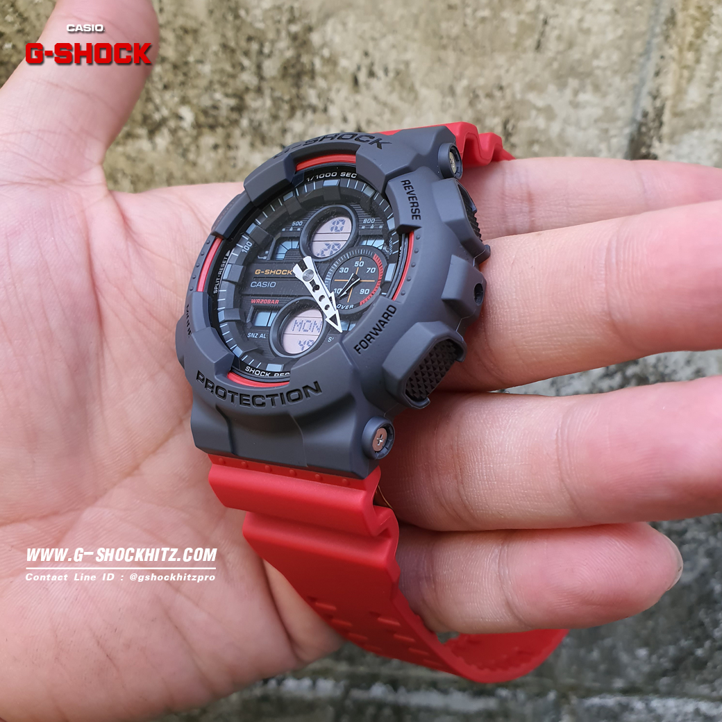 CASIO G-SHOCK นาฬิกาข้อมือ นาฬิกากันน้ำ นาฬิกาของแท้ ประกันศูนย์ CMG 1 ปี รุ่น GA-140-4A นาฬิกาสีแดง