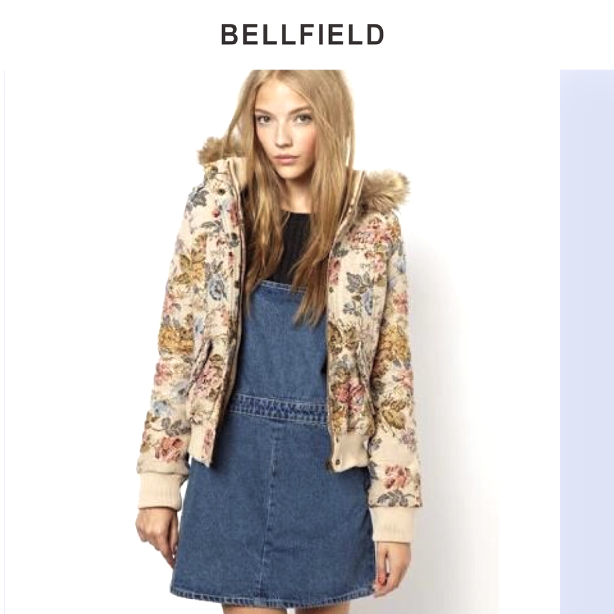 BELLFIELD เสื้อกันหนาว แต่งฮูท ติดเฟอร์ แบรนด์ดังอังกฤษ BELLFIELD ลายดอกสีนูทกากีอ่อน สวยหรู งานสวย เนี๊ยบมากคะ (จำนวนจำกัด ) (หมวกฮูทถอดได้คะ) Size S/M/L นูทกากีอ่อน
