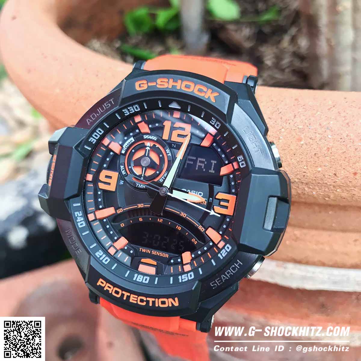 CASIO MID YEAR SALE G-SHOCK นาฬิกาข้อมือ นาฬิกากันน้ำ นาฬิกาของแท้ ประกันศูนย์ CMG 1 ปี รุ่น GA-1000-4A นาฬิกาสีส้ม