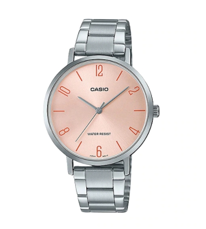 CASIO นาฬิกาคาสิโอ นาฬิกาข้อมือ นาฬิกากันน้ำ นาฬิกาของแท้ ประกันศูนย์ CMG 1 ปี รุ่น LTP-VT01D-4B2 นาฬิกาสีเงิน