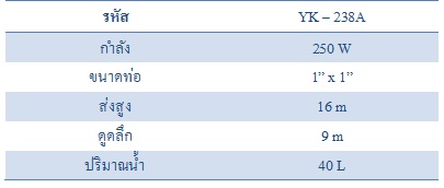 ปั๊มน้าอัตโนมัติ YACHIKA รุ่นมีฝาครอบ ขนาด 1" (YK-238A)