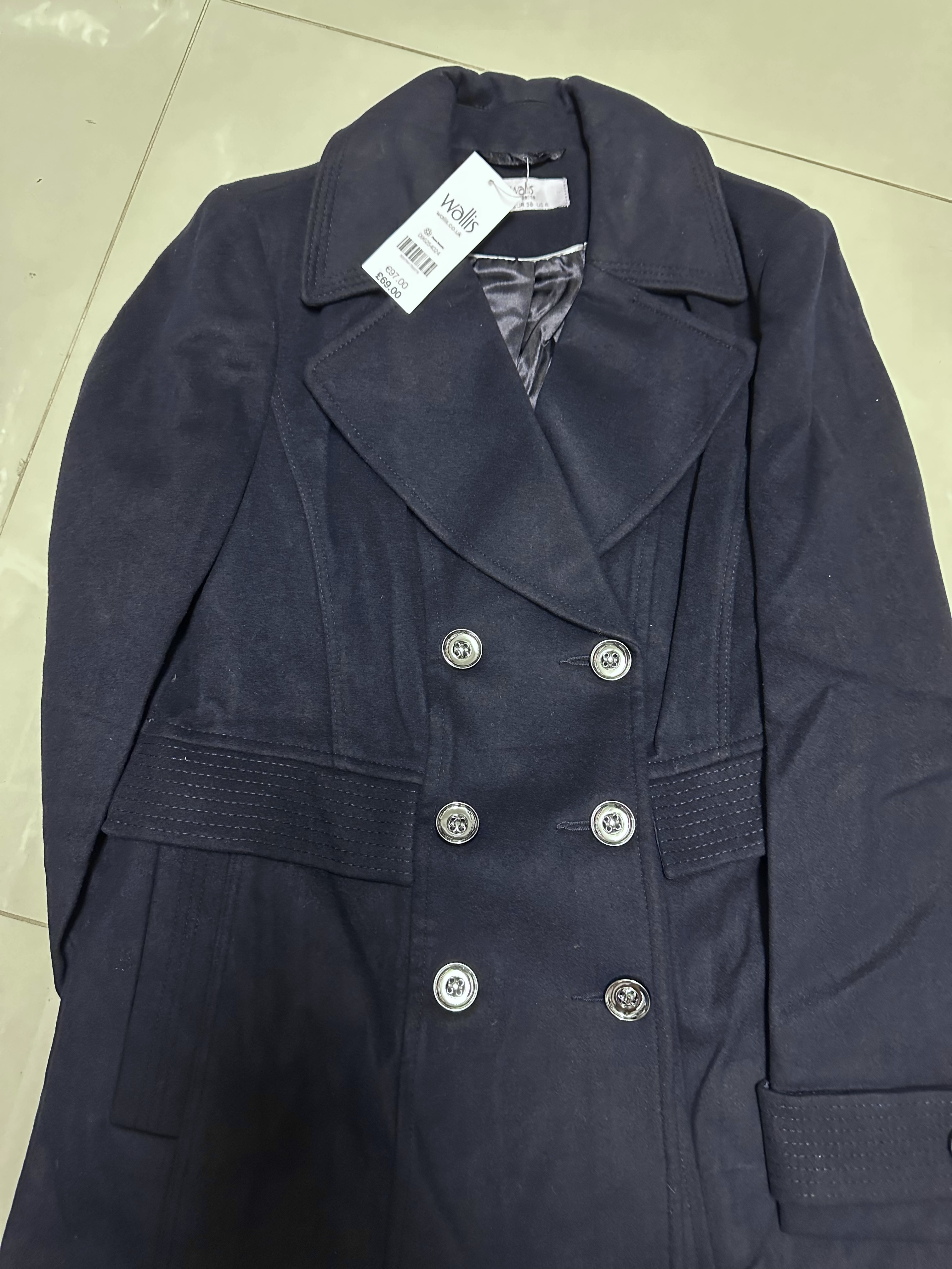 Wallis เสื้อโค้ท เสื้อกันหนาว เนื้อผ้าสักหลาดวูล สีกรม แบรนด Wallis petite