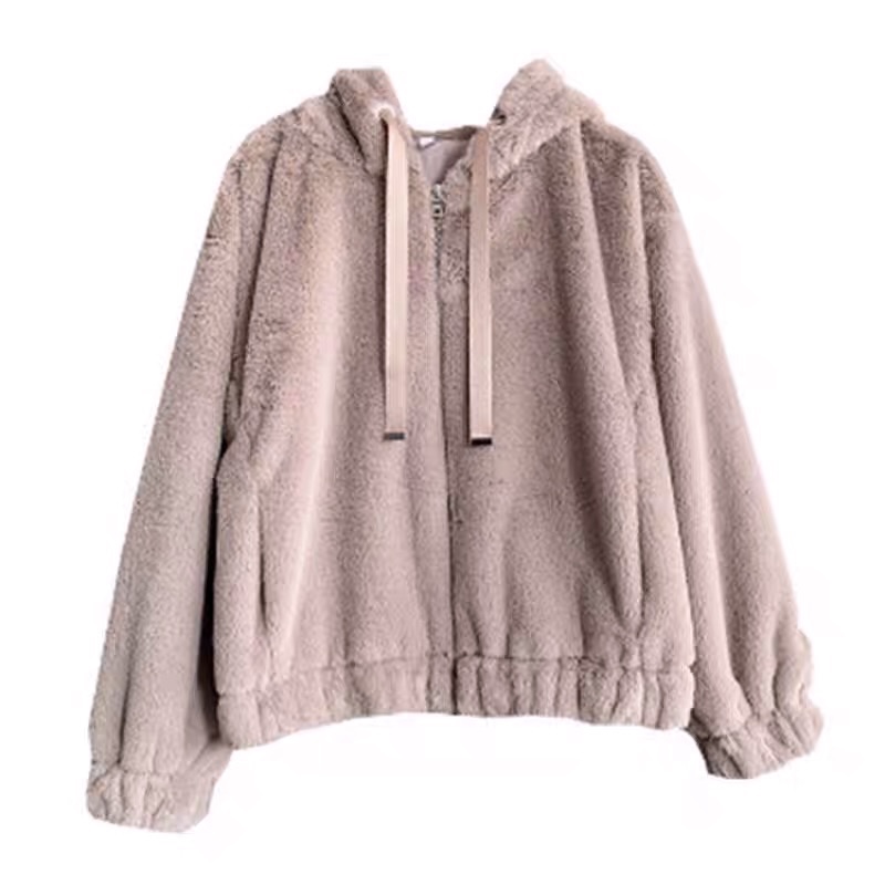 Zara เสื้อเฟอร์กันหนาว หมวกฮู้ด เสื้อขน แบรนด์zara สำเนา ดำ