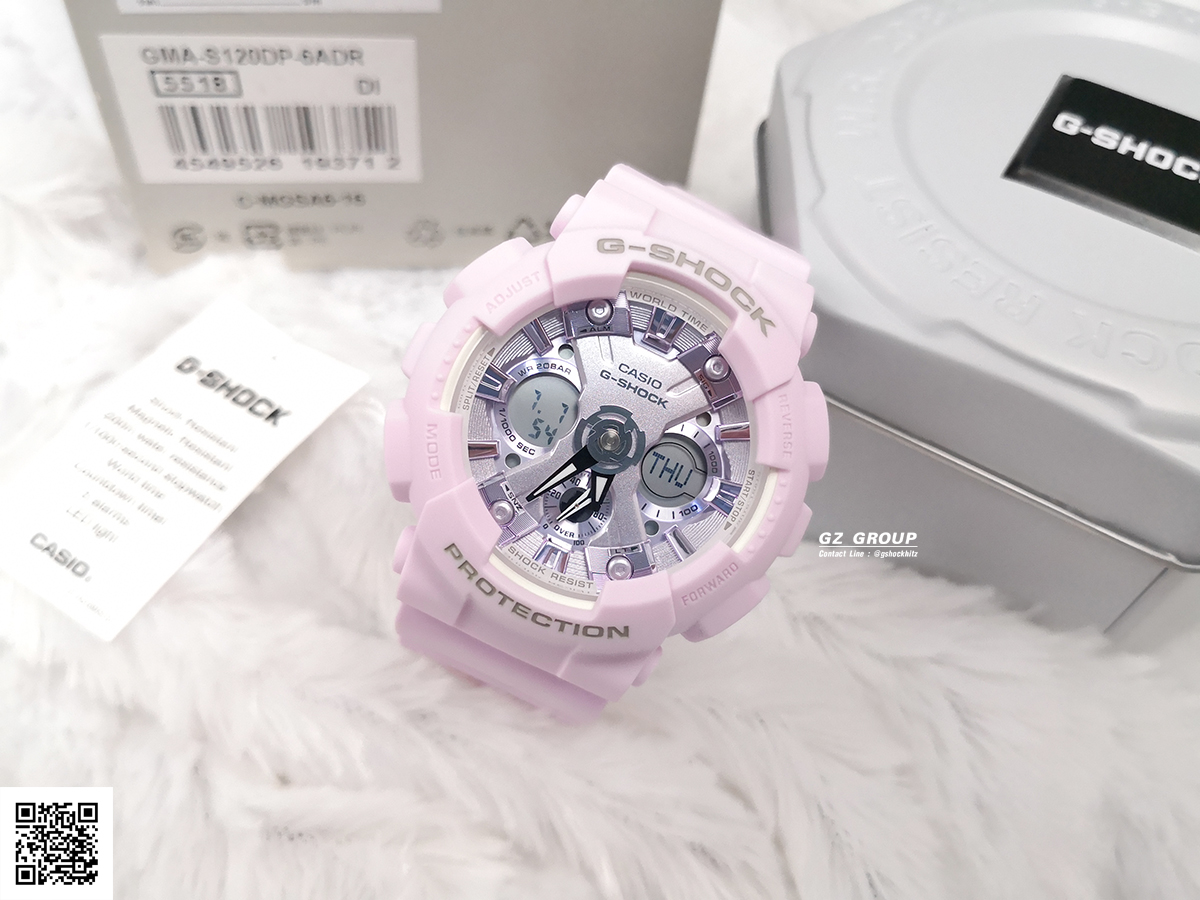 CASIO G-SHOCK นาฬิกาข้อมือ นาฬิกากันน้ำ นาฬิกาของแท้ ประกันศูนย์ CMG 1 ปี รุ่น GMA-S120DP-6A นาฬิกาสีม่วง