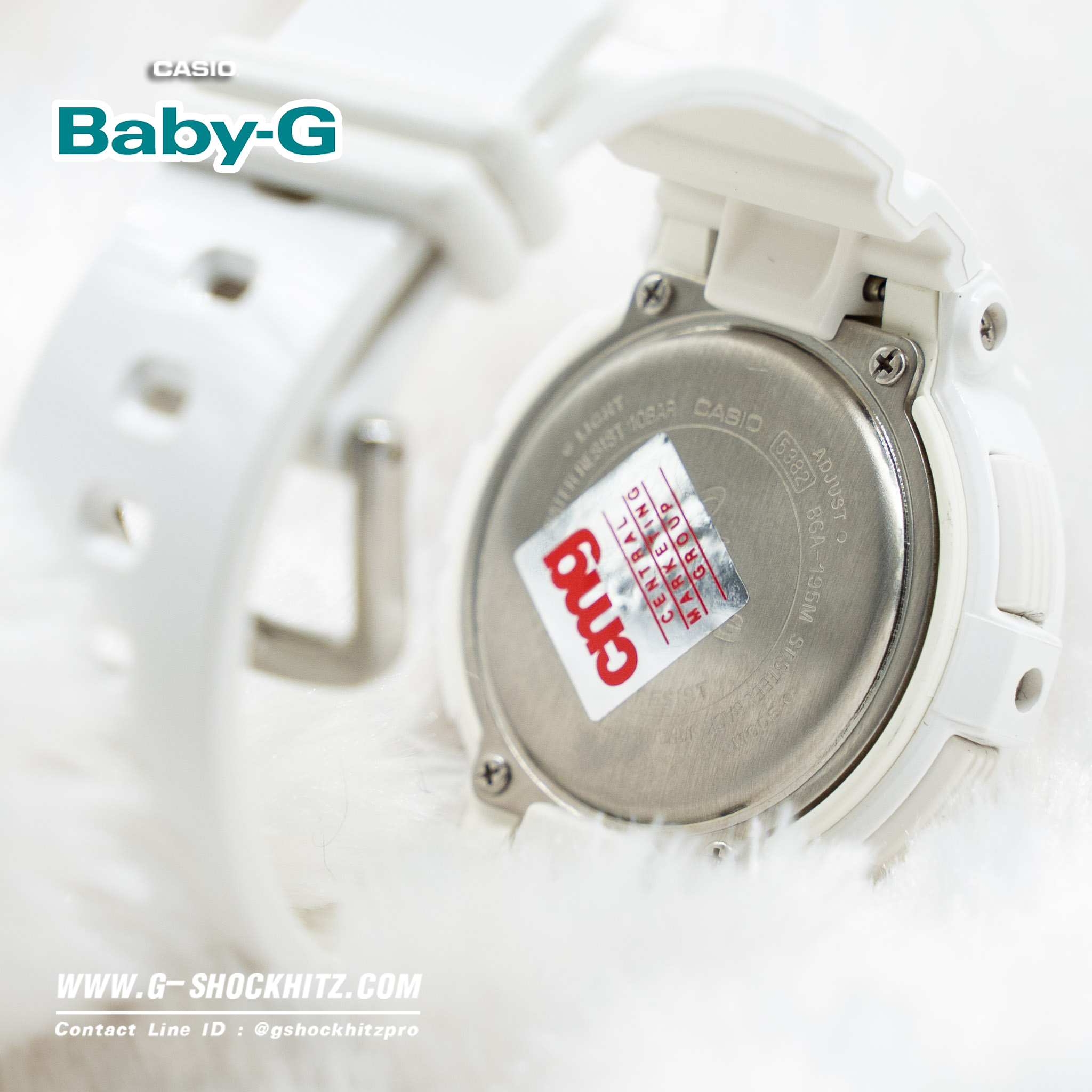CASIO BABY-G นาฬิกาข้อมือ นาฬิกากันน้ำ นาฬิกาของแท้ ประกันศูนย์ CMG 1 ปี รุ่น BGA-195M-7A นาฬิกาสีขาว