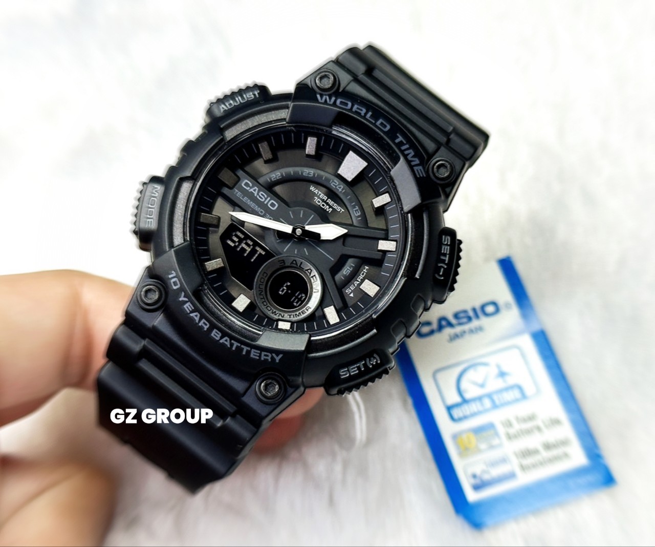 CASIO MID YEAR SALE นาฬิกาคาสิโอ พร้อมส่ง นาฬิกาข้อมือ นาฬิกากันน้ำ นาฬิกาของแท้ BTS ประกันศูนย์ CMG 1 ปี รุ่น AEQ-110W-1B นาฬิกาสีดำ