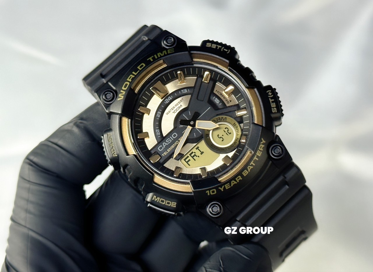 CASIO MID YEAR SALE นาฬิกาคาสิโอ พร้อมส่ง นาฬิกาข้อมือ นาฬิกากันน้ำ นาฬิกาของแท้ BTS ประกันศูนย์ CMG 1 ปี รุ่น AEQ-110BW-9A นาฬิกาสีดำ