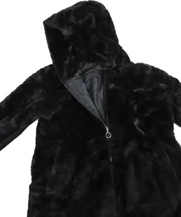 pepco เสื้อเฟอร์กันหนาว หมวกฮู้ด เสื้อขน FLUFFY Coat แบรนด์ PEPCO ดำ / เบจ