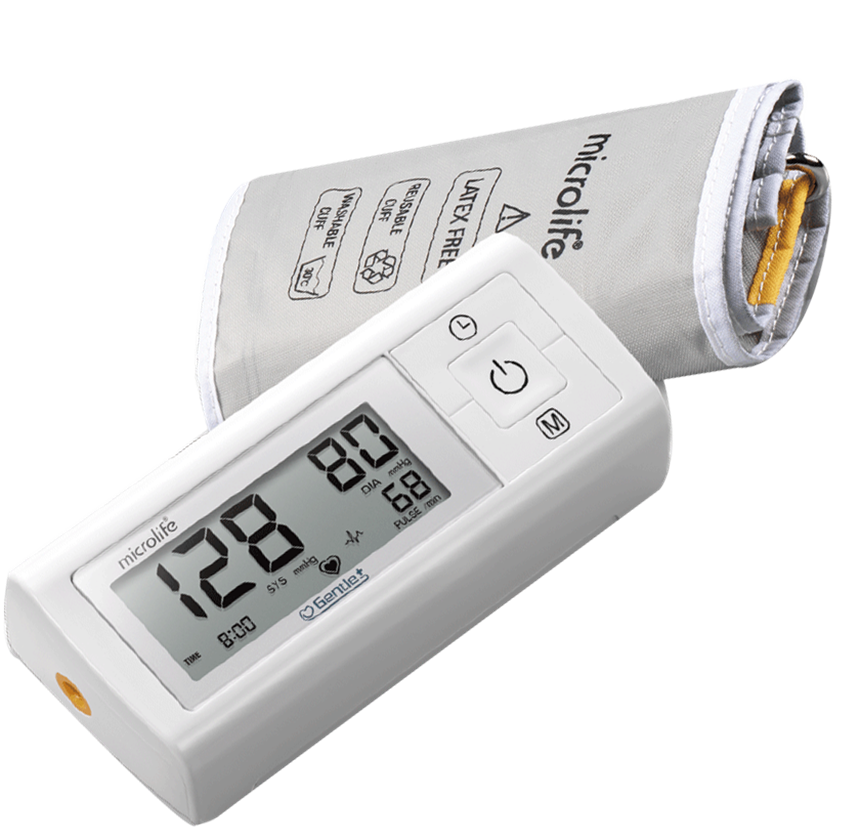 รุ่นใหม่ เครื่องวัดความดันโลหิต ยี่ห้อ ไมโครไลฟ์ / Microlife รุ่น BP A1 Basic แสดงการเคลื่อนไหวขณะวัด สัญลักษณ์เตือนหัวใจผิดปกติ พร้อมสัญลักษณ์ค่าความดันสูง ไม่รัดแขนแรงขณะทำการ พร้อม Adapter