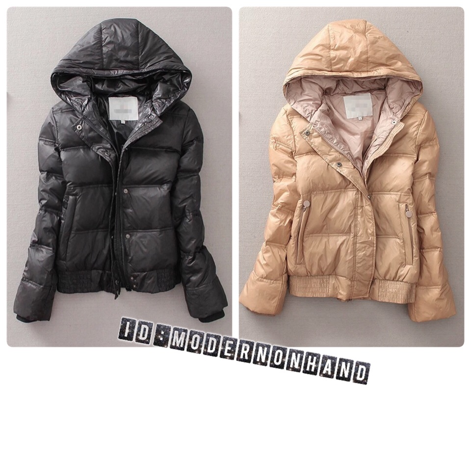 เสื้อกันหนาว ขนเป็ด แต่งหมวกฮูท สีดำ brandname ดัง ยุโรป MONCLER