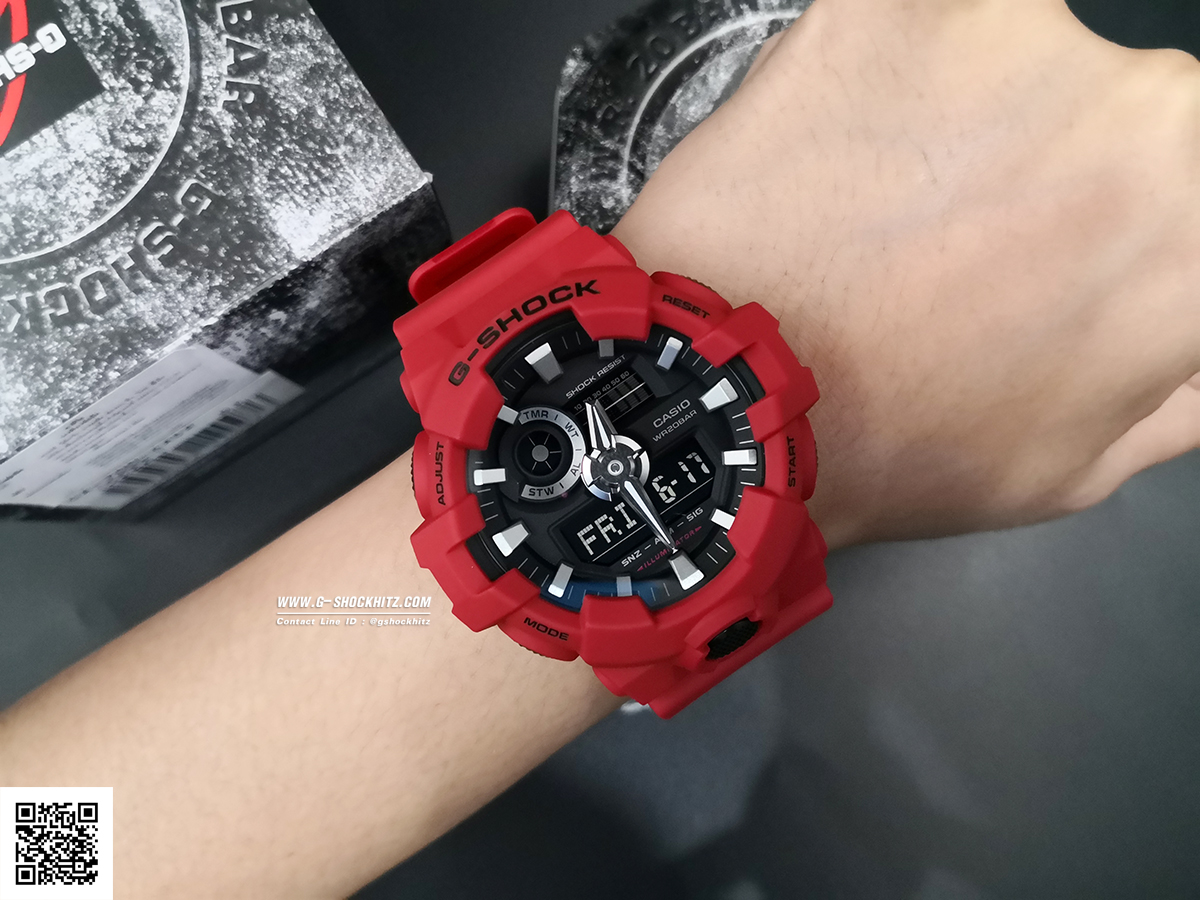 CASIO MID YEAR SALE G-SHOCK นาฬิกาข้อมือ นาฬิกากันน้ำ นาฬิกาของแท้ ประกันศูนย์ CMG 1 ปี รุ่น GA-700-4A นาฬิกาสีแดง