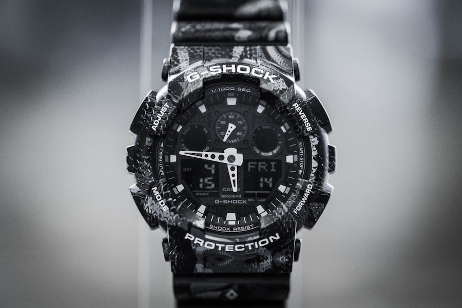 CASIO G-SHOCK นาฬิกาข้อมือ นาฬิกากันน้ำ นาฬิกาของแท้ ประกันศูนย์ CMG 1 ปี รุ่น GA-100MRB-1A นาฬิกาสีดำ