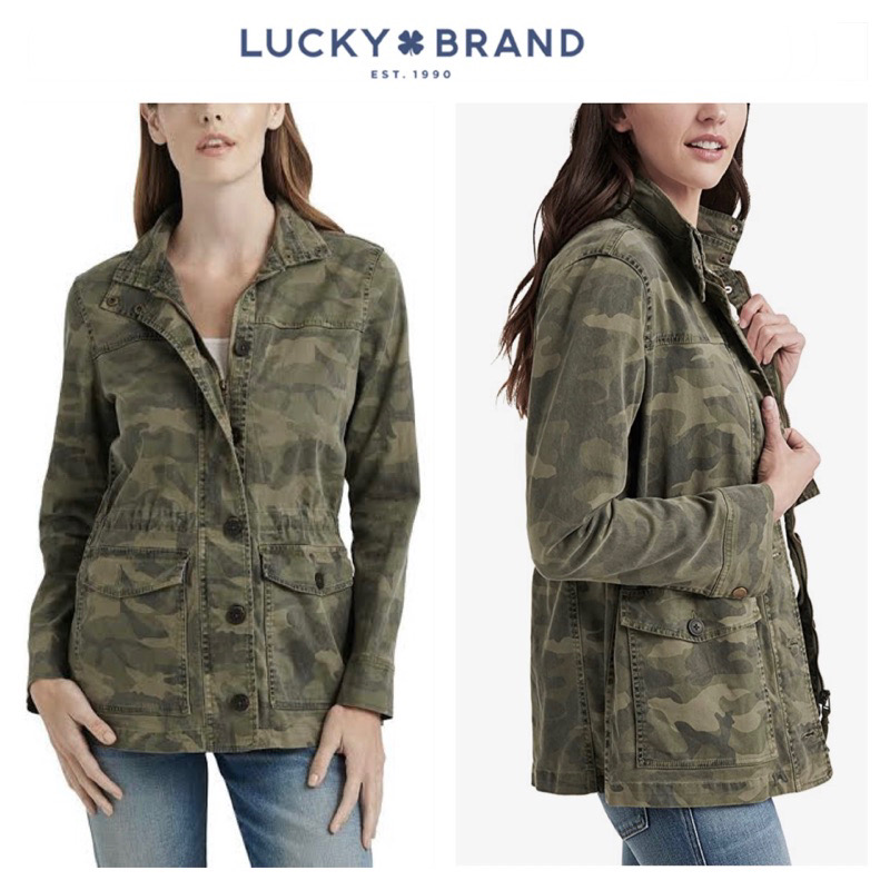 LUCKY BRAND เสื้อนอกเขียวทหาร เสื้อแจ็คเก็ต แนวทหาร แพทเทิน Lucky brandสวย เท่ห์ มาก แบรนด์ In extenso สำเนา เขียว