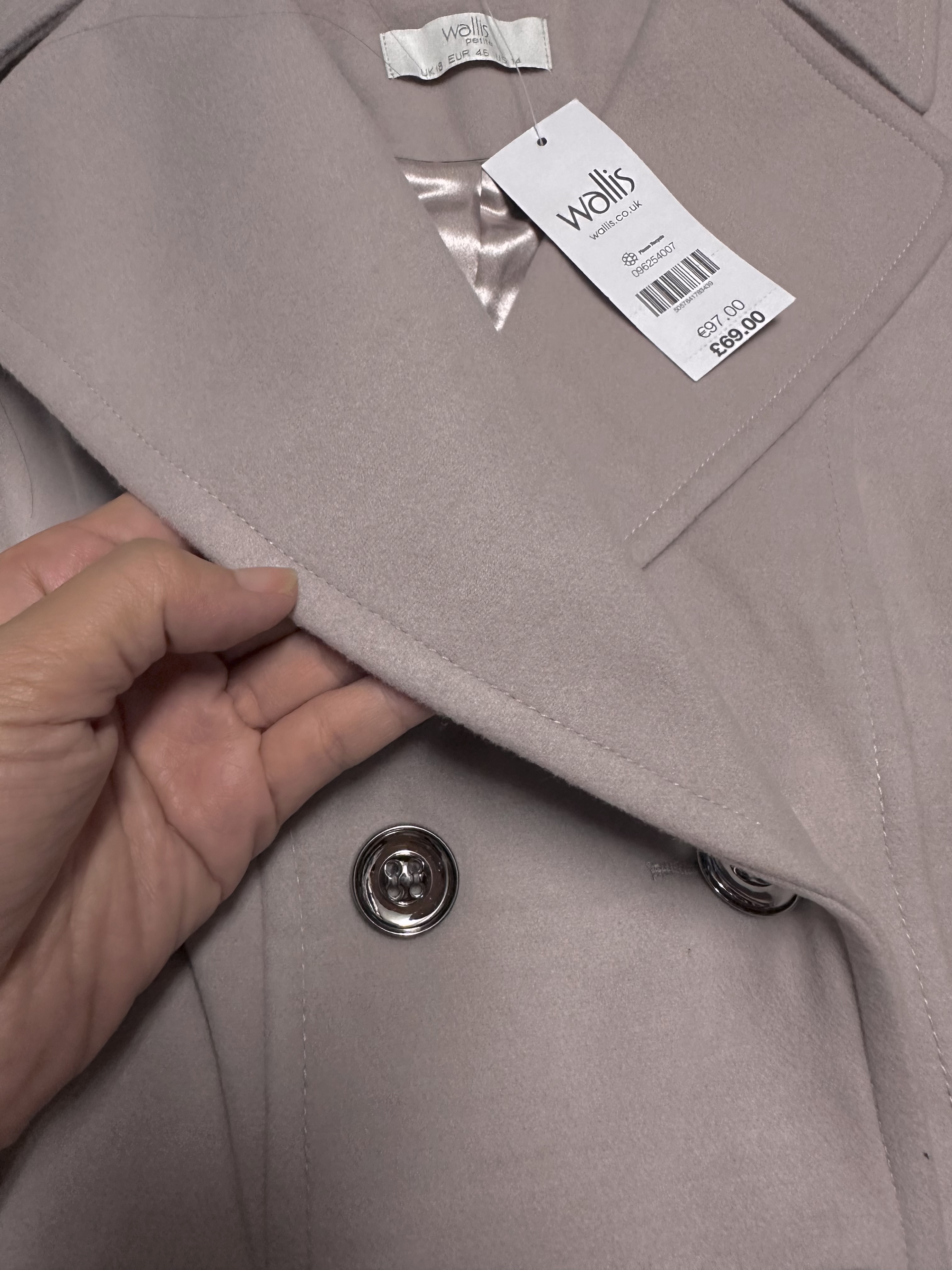 Wallis เสื้อโค้ท เสื้อกันหนาว เนื้อผ้าสักหลาดวูล สีกรม แบรนด Wallis petite