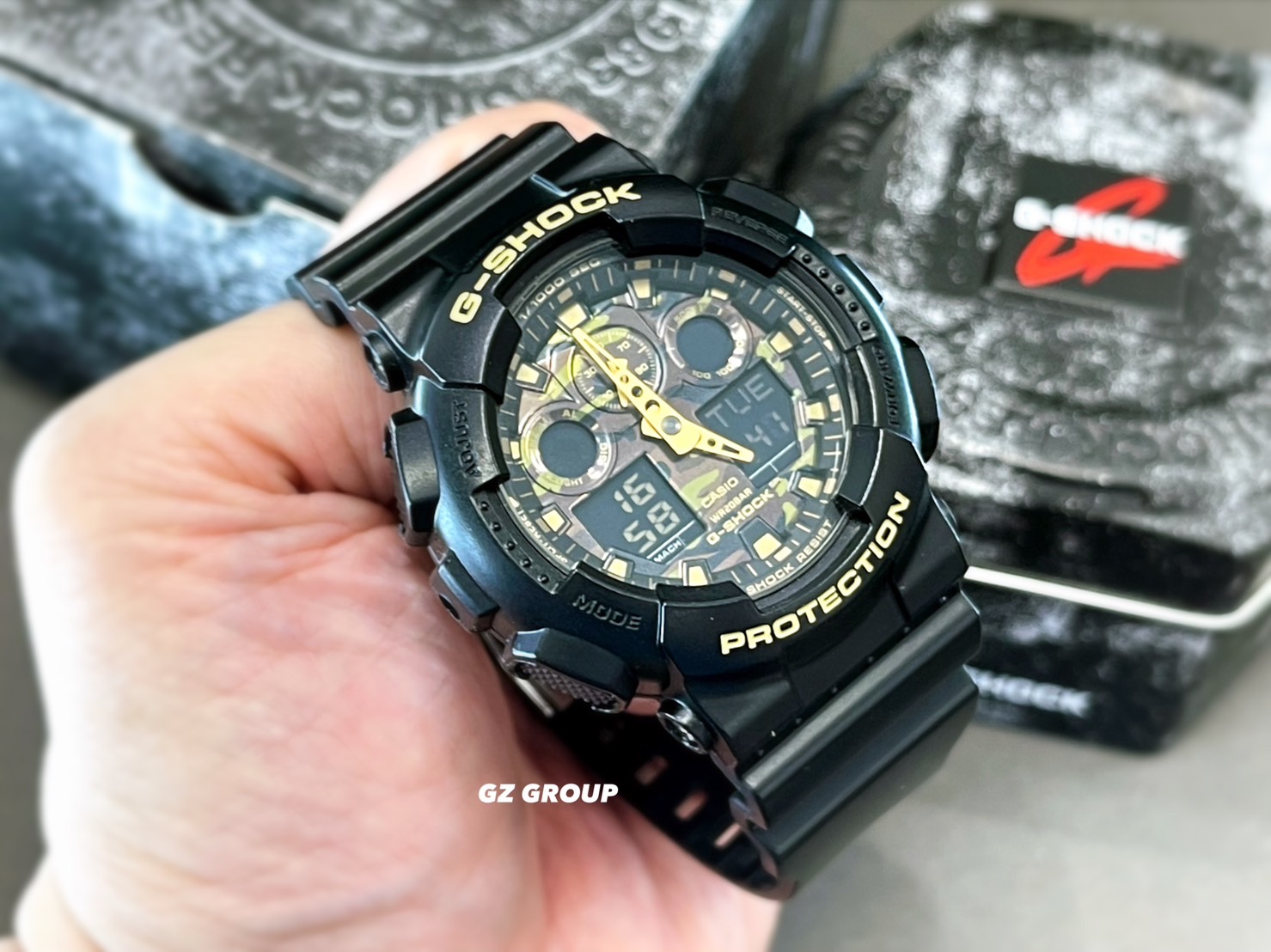 CASIO G-SHOCK นาฬิกาข้อมือ นาฬิกากันน้ำ นาฬิกาของแท้ ประกันศูนย์ CMG 1 ปี รุ่น GA-100CF-1A9 นาฬิกาสีดำ