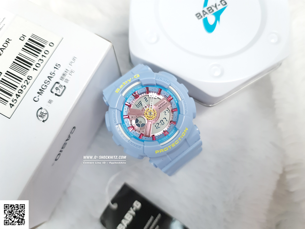 CASIO BABY-G นาฬิกาข้อมือ นาฬิกากันน้ำ นาฬิกาของแท้ ประกันศูนย์ CMG 1 ปี รุ่น BA-110CA-2A นาฬิกานาฬิกาสีฟ้า