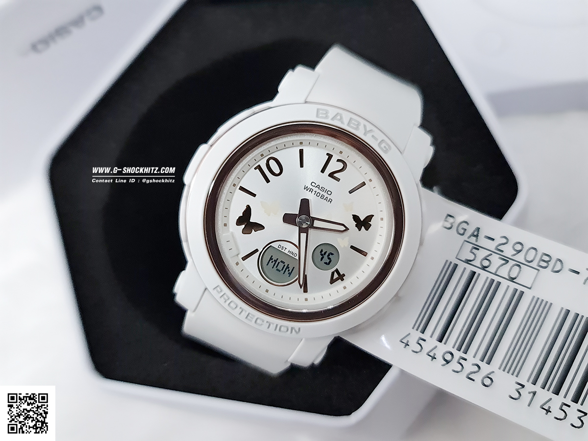 CASIO BABY-G นาฬิกาข้อมือ นาฬิกากันน้ำ นาฬิกาของแท้ ประกันศูนย์ CMG 1 ปี รุ่น BGA-290BD-7A นาฬิกาสีขาว