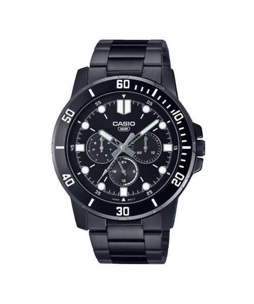 CASIO นาฬิกาคาสิโอ นาฬิกาข้อมือ นาฬิกากันน้ำ นาฬิกาของแท้ ประกันศูนย์ CMG 1 ปี รุ่น MTP-VD300B-1E นาฬิกาสีดำ