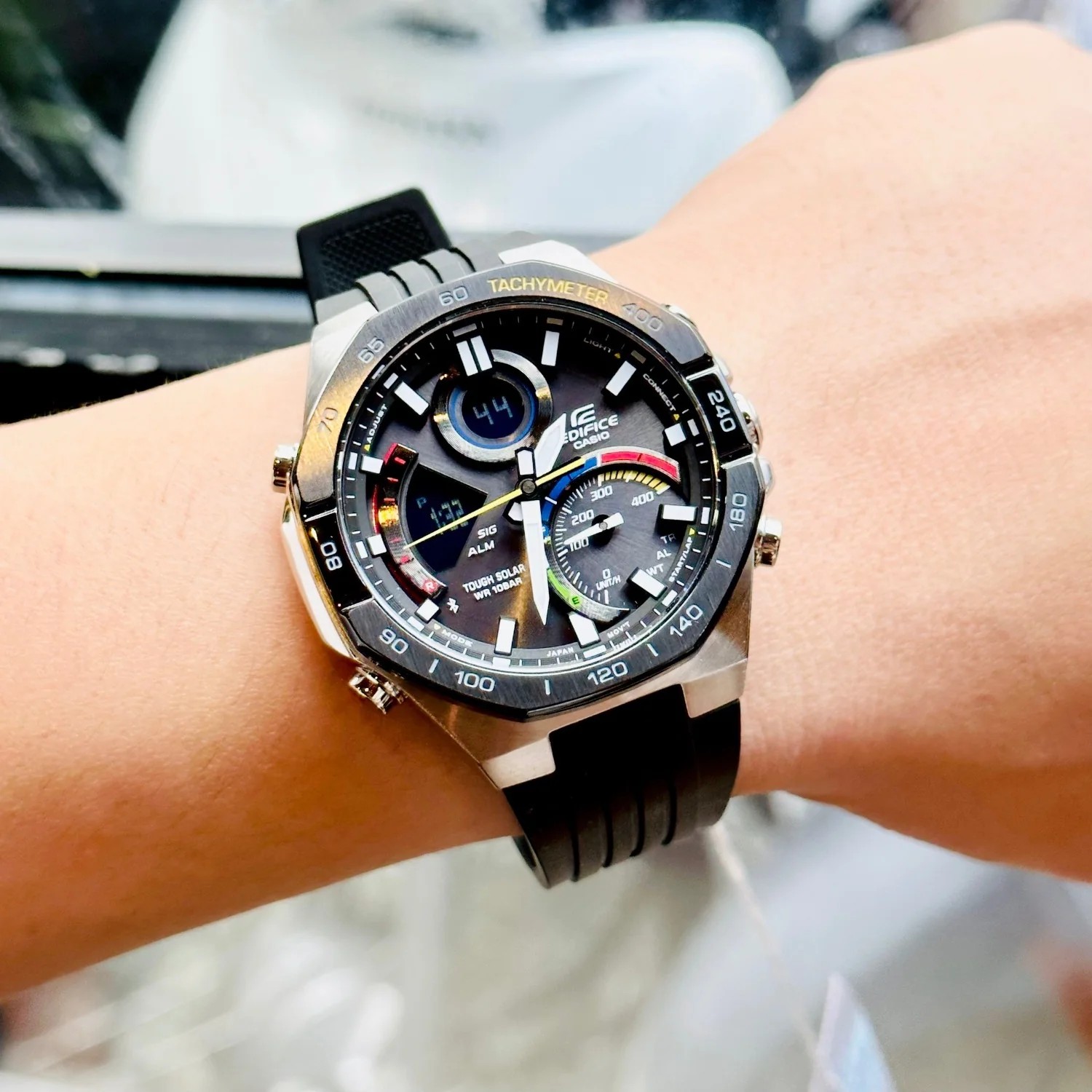 CASIO MID YEAR SALE EDIFICE นาฬิกาข้อมือ นาฬิกากันน้ำ นาฬิกาของแท้ ประกันศูนย์ CMG 1 ปี รุ่น ECB-950MP-1A นาฬิกาสีดำ