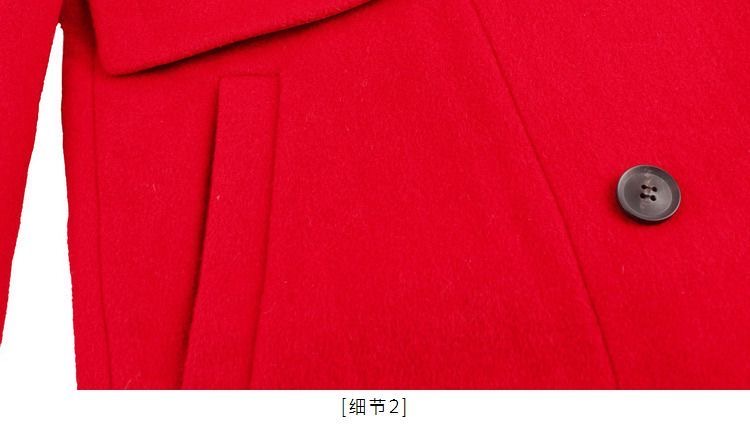 เสื้อโค้ท เสื้อกันหนาว เนื้อผ้าสักหลาดวูล สีแดง แบรนด์LILY