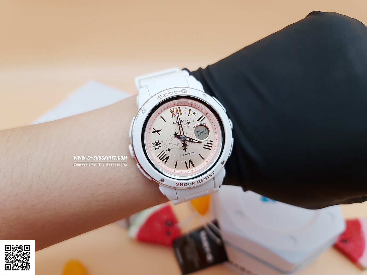CASIO BABY-G นาฬิกาข้อมือ นาฬิกากันน้ำ นาฬิกาของแท้ ประกันศูนย์ CMG 1 ปี รุ่น BGA-150ST-7A นาฬิกาสีขาว