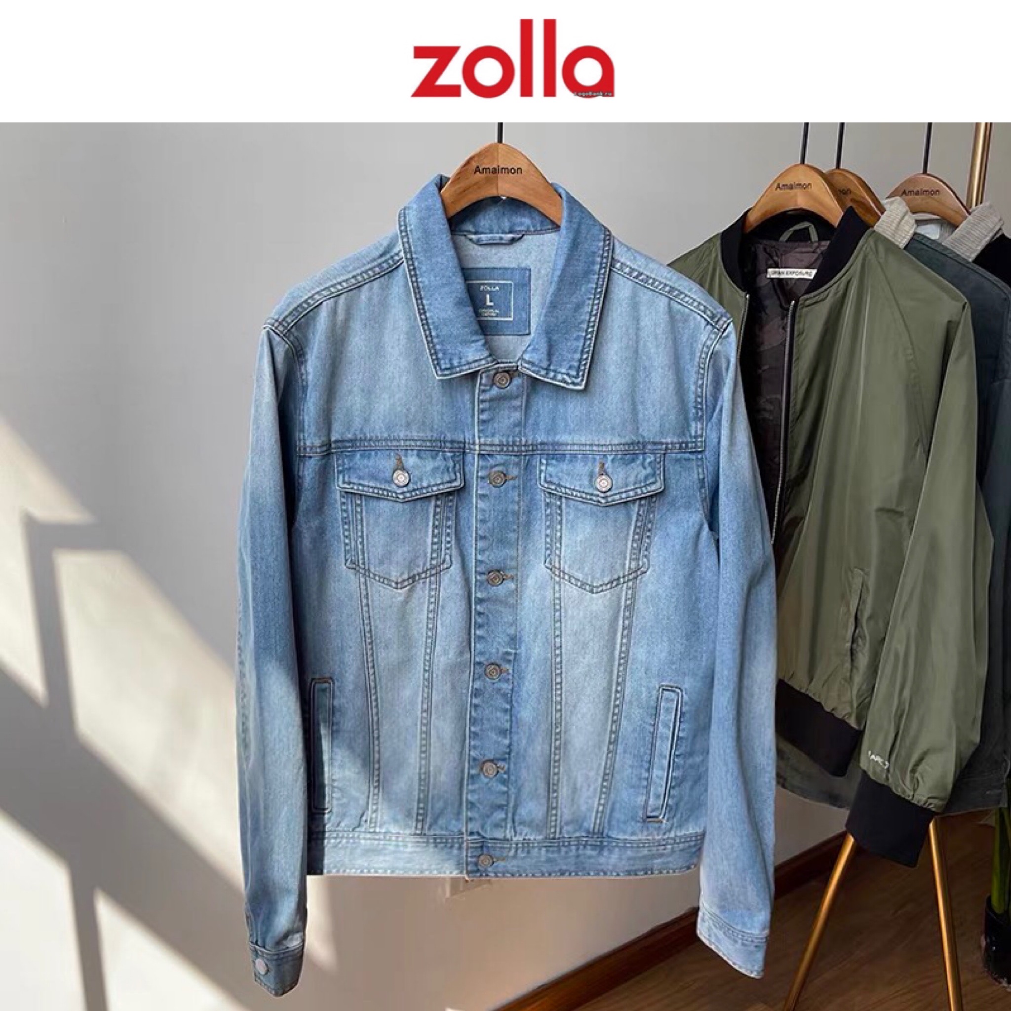 Zolla เสื้อยีนส์ เสื้อแจ็คเก็ตยีนส์ฟอก เสื้อนอก แบรนด์ ZOLLA ทเทินสวย เท่ห์ มาก คะ สำเนา ยีนส์