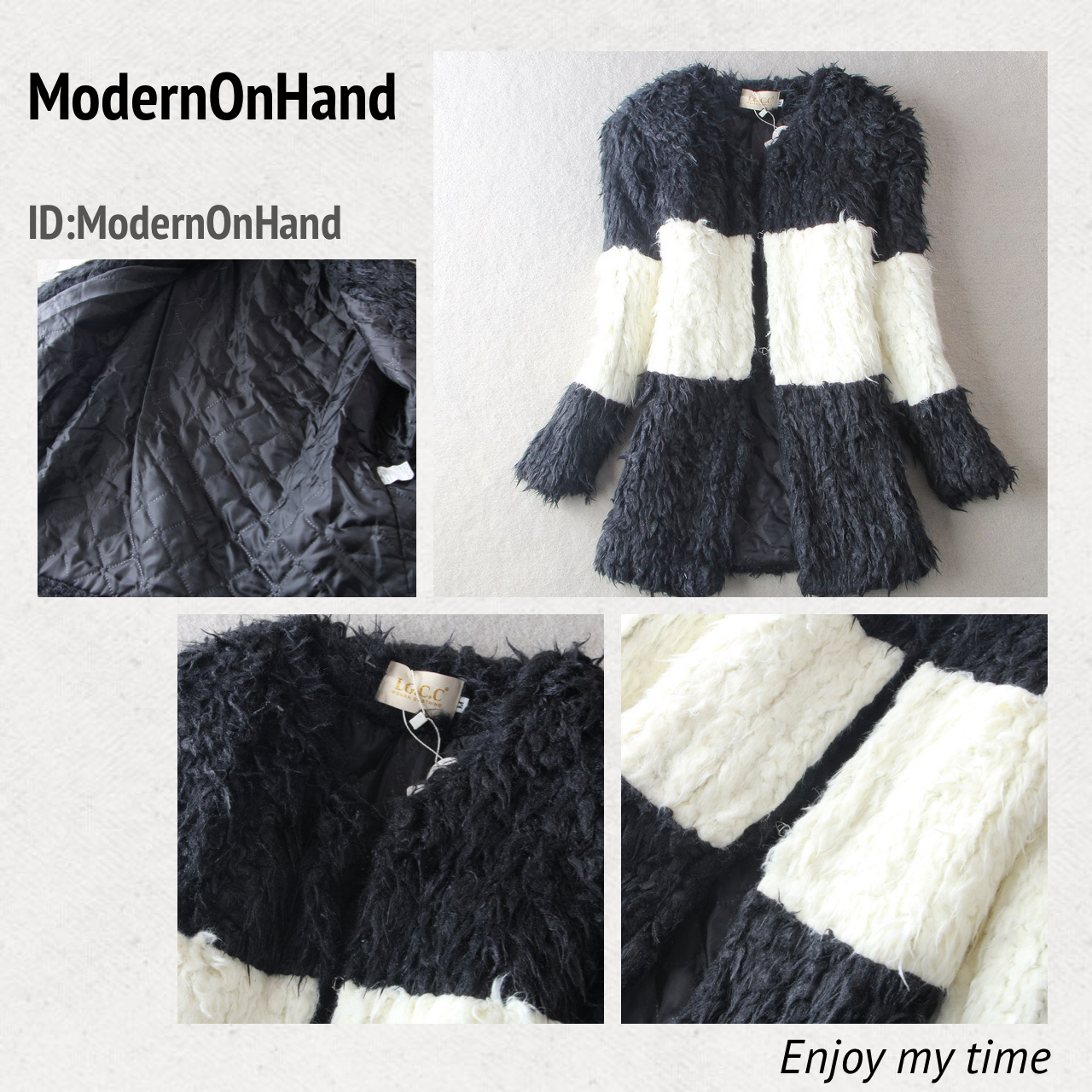 เสื้อกันหนาว เสื้อคลุมกันหนาว แต่งขน สีดำ-ขาว สวยหรูคะ สินค้าเกาหลี นะคะ Size M/L