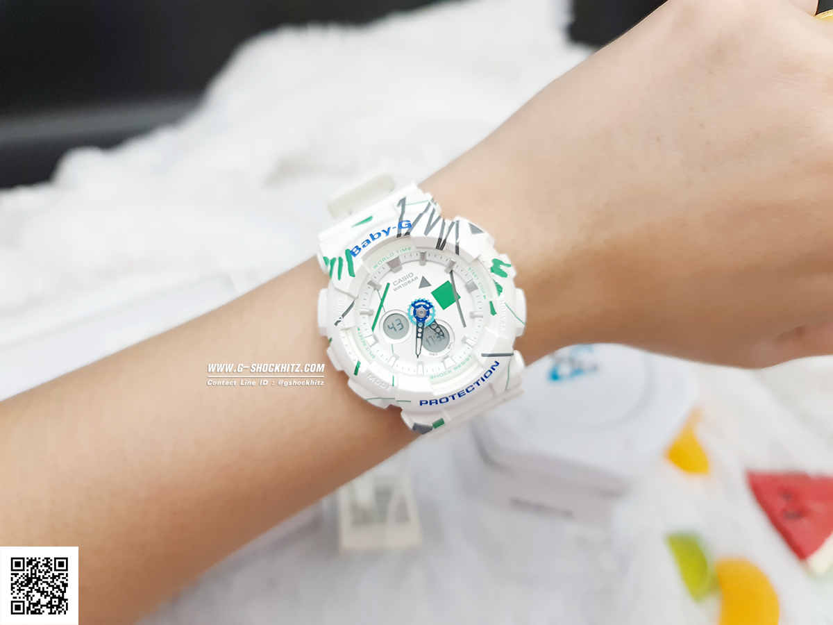 CASIO BABY-G นาฬิกาข้อมือ นาฬิกากันน้ำ นาฬิกาของแท้ ประกันศูนย์ CMG 1 ปี รุ่น BA-120SC-7A นาฬิกาสีขาว