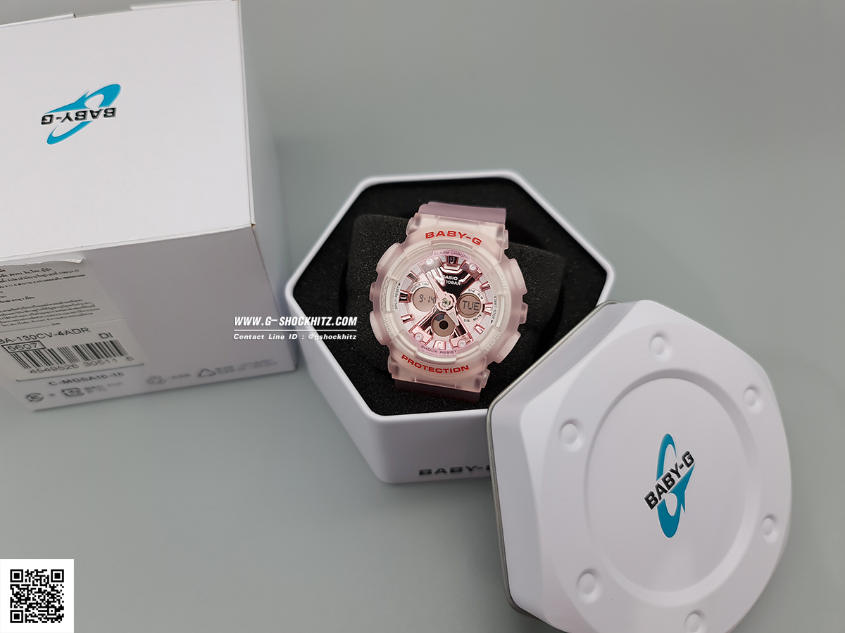 CASIO BABY-G นาฬิกาข้อมือ นาฬิกากันน้ำ นาฬิกาของแท้ ประกันศูนย์ CMG 1 ปี รุ่น BA-130CV-4A นาฬิกาสีชมพู