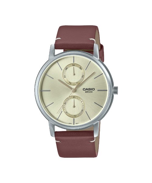 CASIO นาฬิกาคาสิโอ นาฬิกาข้อมือ นาฬิกากันน้ำ นาฬิกาของแท้ ประกันศูนย์ CMG 1 ปี รุ่น MTP-B310L-9A นาฬิกาสีน้ำตาล