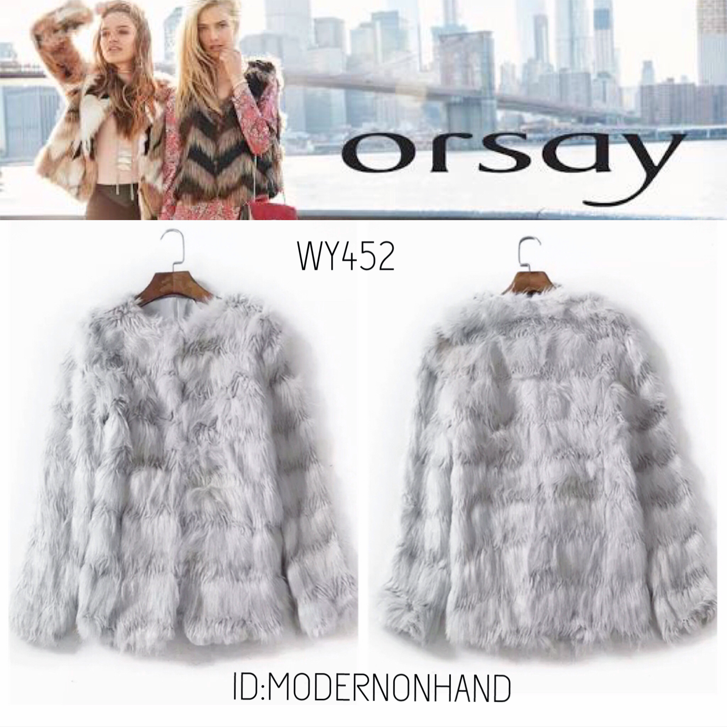 Orsay เสื้อคลุม เสื้อขนสัตว์ สีเทาอ่อน เนื้อขนฟู เนียนลื่น สวยหรู แบรนด์เนม ORSAY From German แท้100% SIZE S/M/L เทาอ่อน