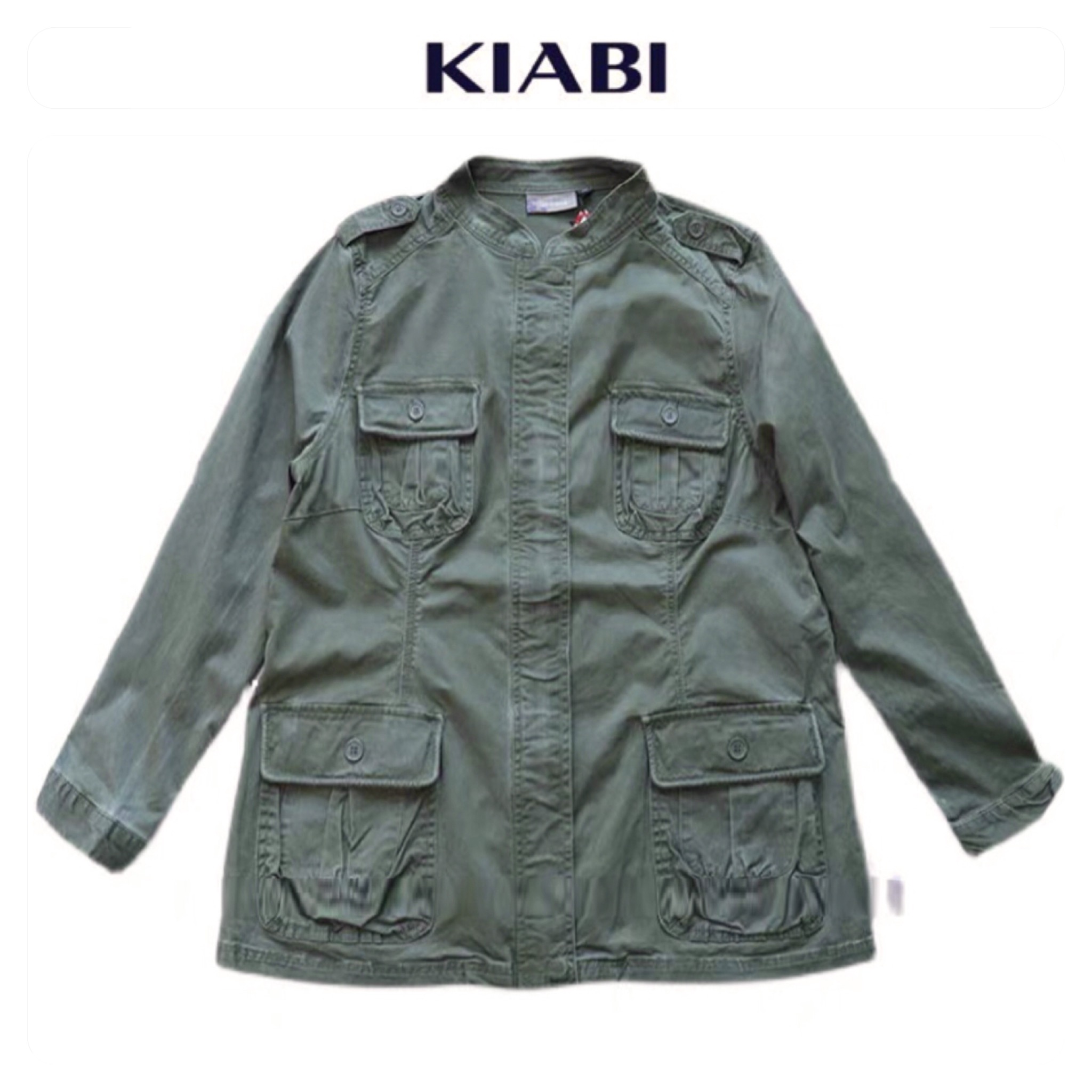 Kiabi เสื้อเขียวทหาร เสื้อแจ็คเก็ต แนวทหาร แพทเทิน สวย เท่ห์ มาก แบรนด์ IKEBANA ( KIABI) เขียว