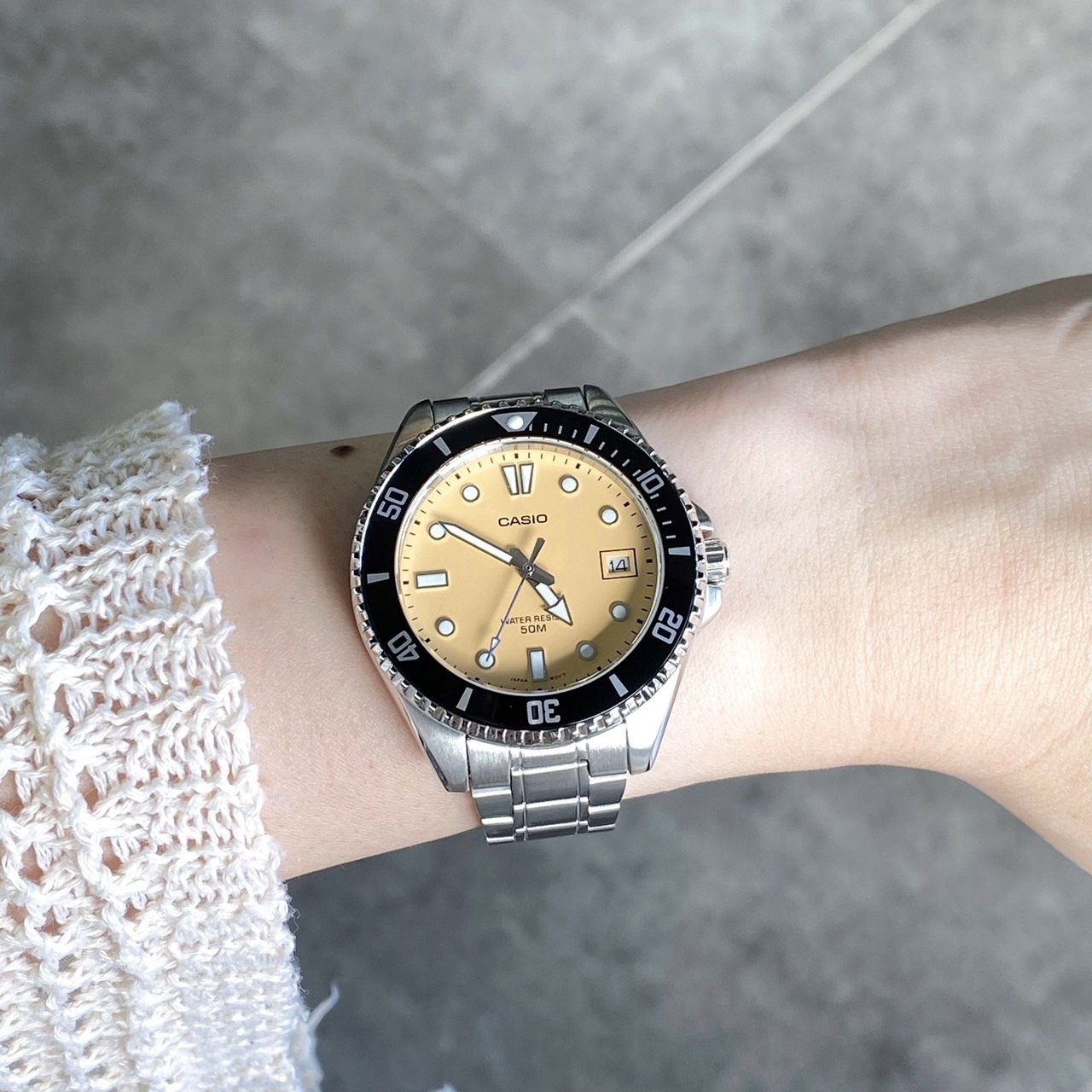 CASIO นาฬิกาคาสิโอ นาฬิกาข้อมือ นาฬิกากันน้ำ นาฬิกาของแท้ ประกันศูนย์ CMG 1 ปี รุ่น สำเนา MDV-10D-4A2 นาฬิกาสีเงิน