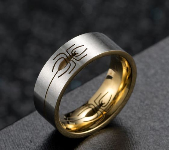 แหวนผู้ชาย แหวนเงิน แหวนสแตนเลสแท้ แกะลาย แมงมุม สวยเท่ แหวนวัยรุ่น เท่ ๆ แบบร็อค ๆ 722630