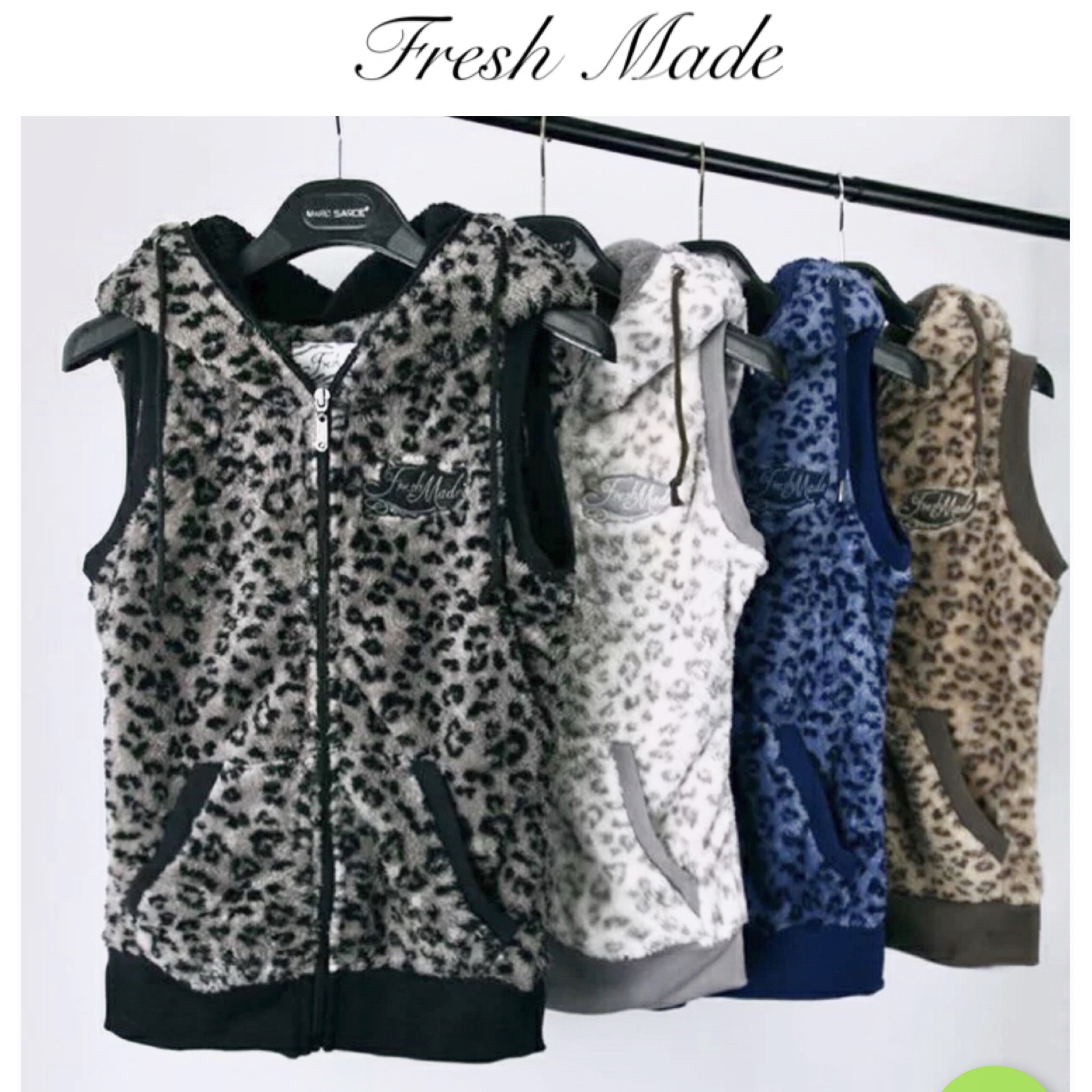 Fresh made เสื้อกั๊กฮู้ด เฟอร์ กันหนาว ลายเสือ แต่งฮู้ด ขนนุ่ม Fresh made ลายเสือ