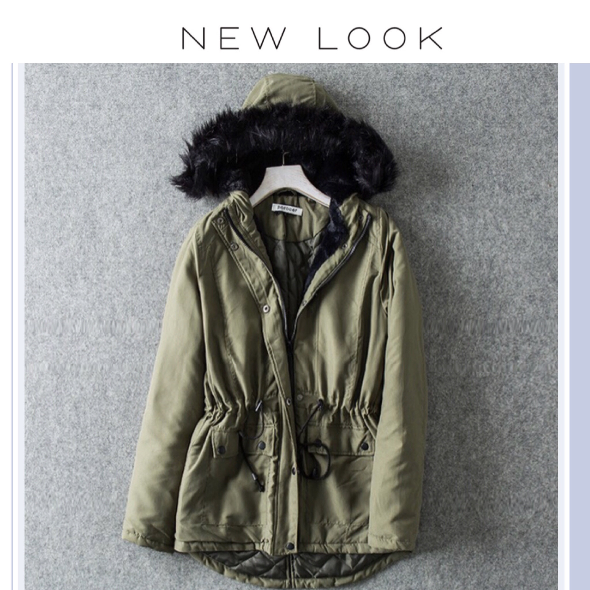New look เสื้อโค้ท ฮูท เสื้อกันหนาวparka สีเขียว แบรนด์NEW LOOK แต่งเฟอร์ บุนวมอุ่น งานสวย แนวมากคะ สำเนา สำเนา เขียว