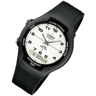 CASIO นาฬิกาคาสิโอ นาฬิกาข้อมือ นาฬิกากันน้ำ นาฬิกาของแท้ ประกันศูนย์ CMG 1 ปี รุ่น AW-90H-7B นาฬิกาสีดำ