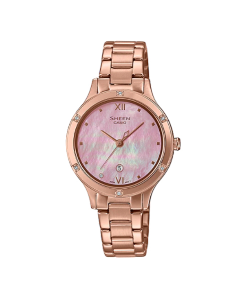 CASIO SHEEN นาฬิกาข้อมือ นาฬิกากันน้ำ นาฬิกาของแท้ ประกันศูนย์ CMG 1 ปี รุ่น SHE-4546PG-4A นาฬิกาสีน้ำตาล