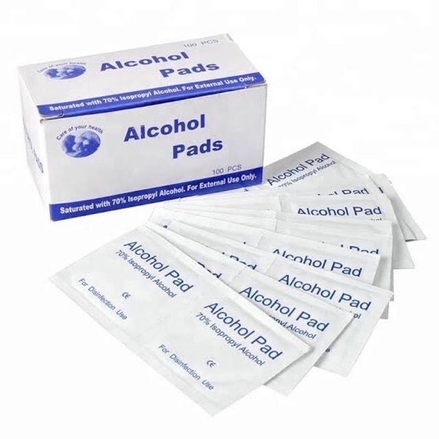 ALCOHOL PAD ทิชชูเปียก ผสมแอลกอฮอล์ ขนาดกระทัดรัด แพ็คสุดคุ้ม (100แผ่น /กล่อง) ขนาดแผ่น 6*3cm