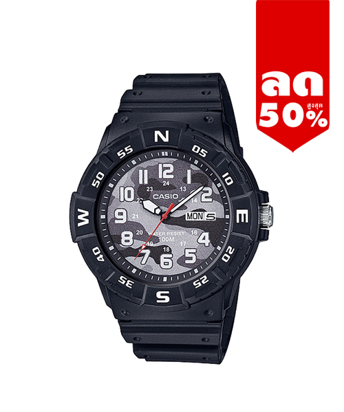CASIO นาฬิกาคาสิโอ นาฬิกาข้อมือ นาฬิกากันน้ำ นาฬิกาของแท้ ประกันศูนย์ CMG 1 ปี รุ่น MRW-220HCM-1B นาฬิกาสีดำ