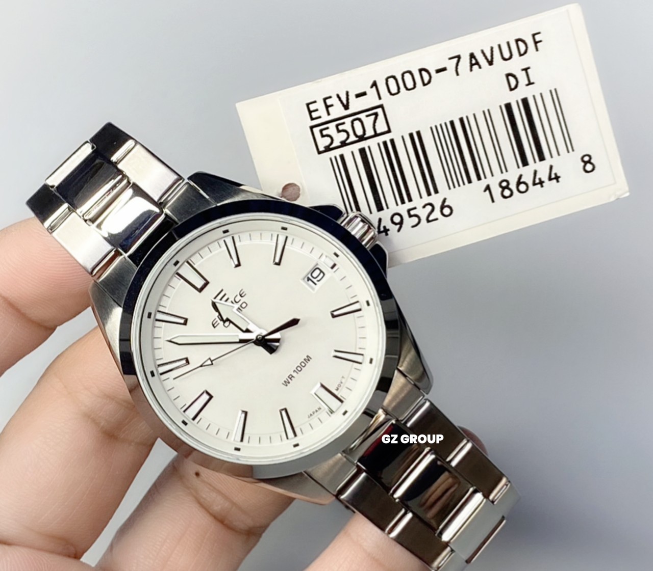 CASIO MID YEAR SALE EDIFICE พร้อมส่ง นาฬิกาข้อมือ นาฬิกากันน้ำ นาฬิกาของแท้ ประกันศูนย์ CMG 1 ปี รุ่น EFV-100D-7A นาฬิกาสีเงิน