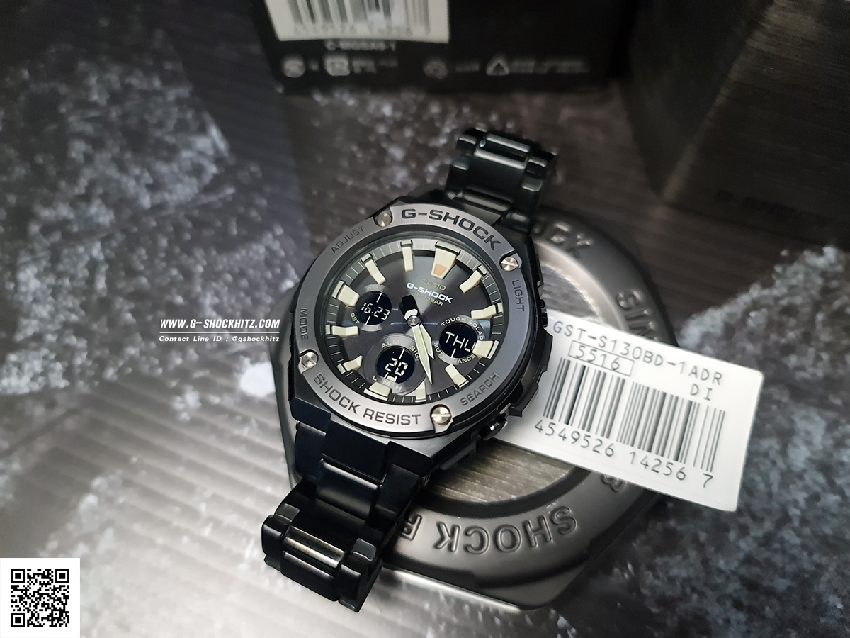 CASIO G-SHOCK นาฬิกาข้อมือ นาฬิกากันน้ำ นาฬิกาของแท้ ประกันศูนย์ CMG 1 ปี รุ่น GST-S130BD-1A นาฬิกาสีดำ