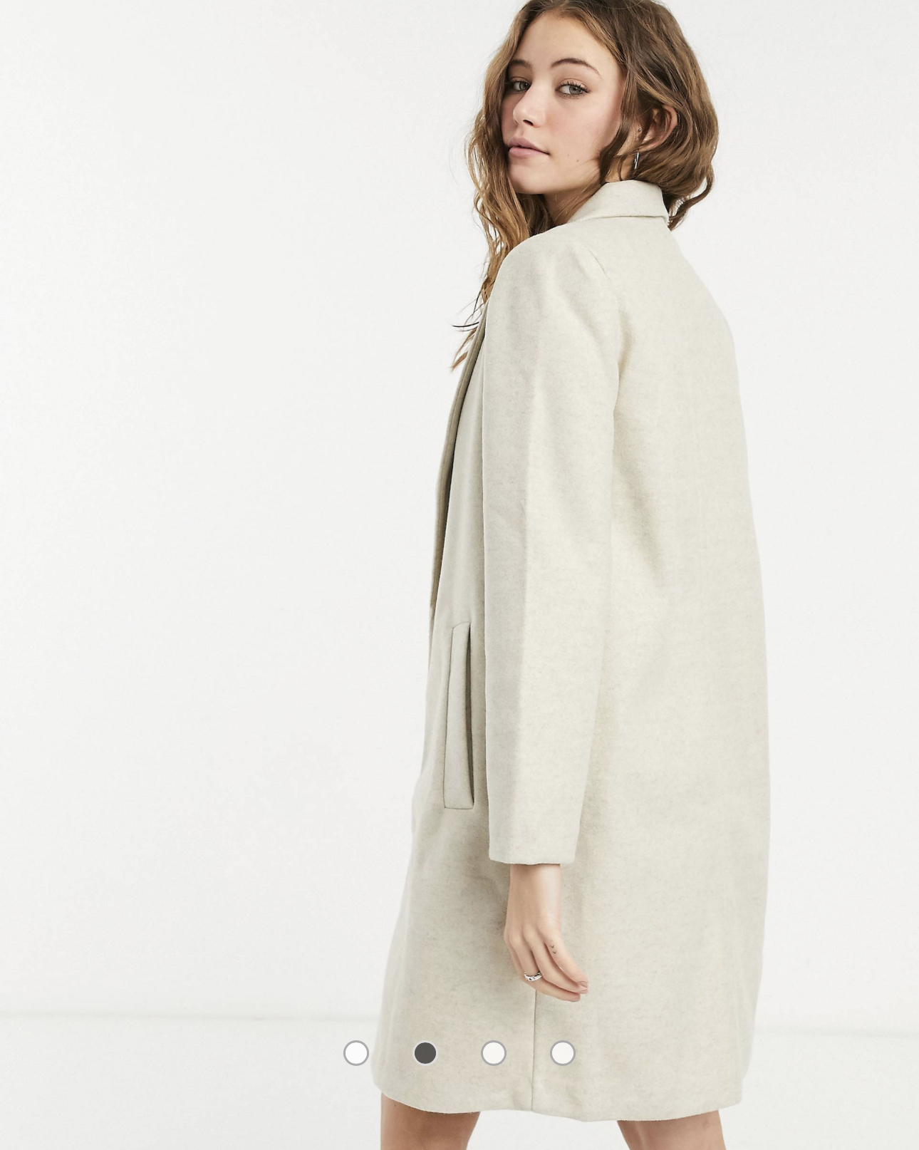 เสื้อโค้ท เสื้อโค้ทกันหนาว โค้ทวูล tailored knot coat สีเบจ แบรนด์ STRADIVARIUS สำเนา