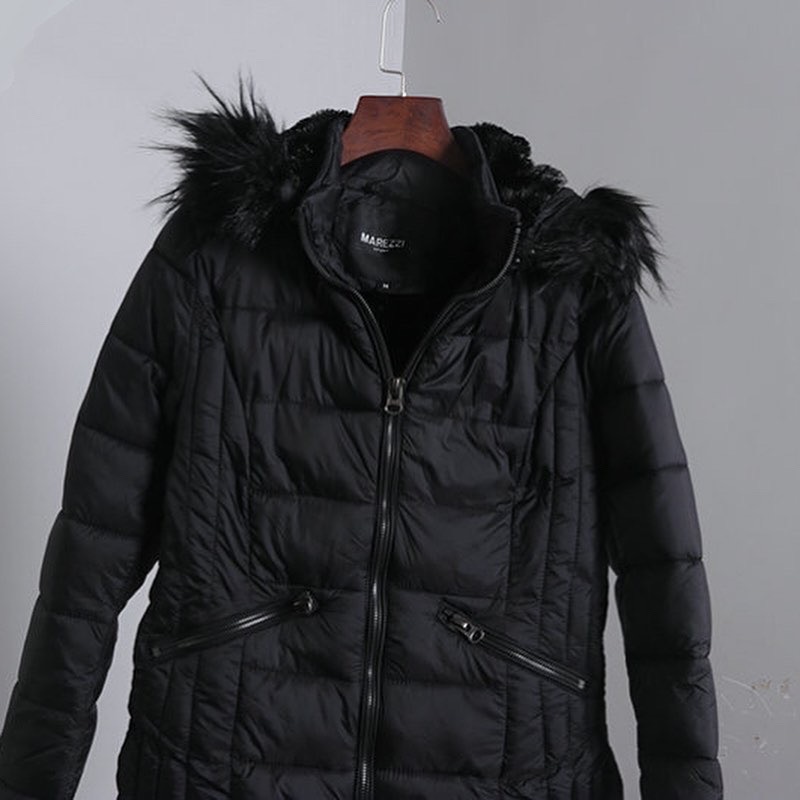 MAREZZI เสื้อกันหนาว เสื้อฮู้ดเฟอร์ บุนวมอุ่น แบรนด์ Marezzi (padded puffer coat) ดำ