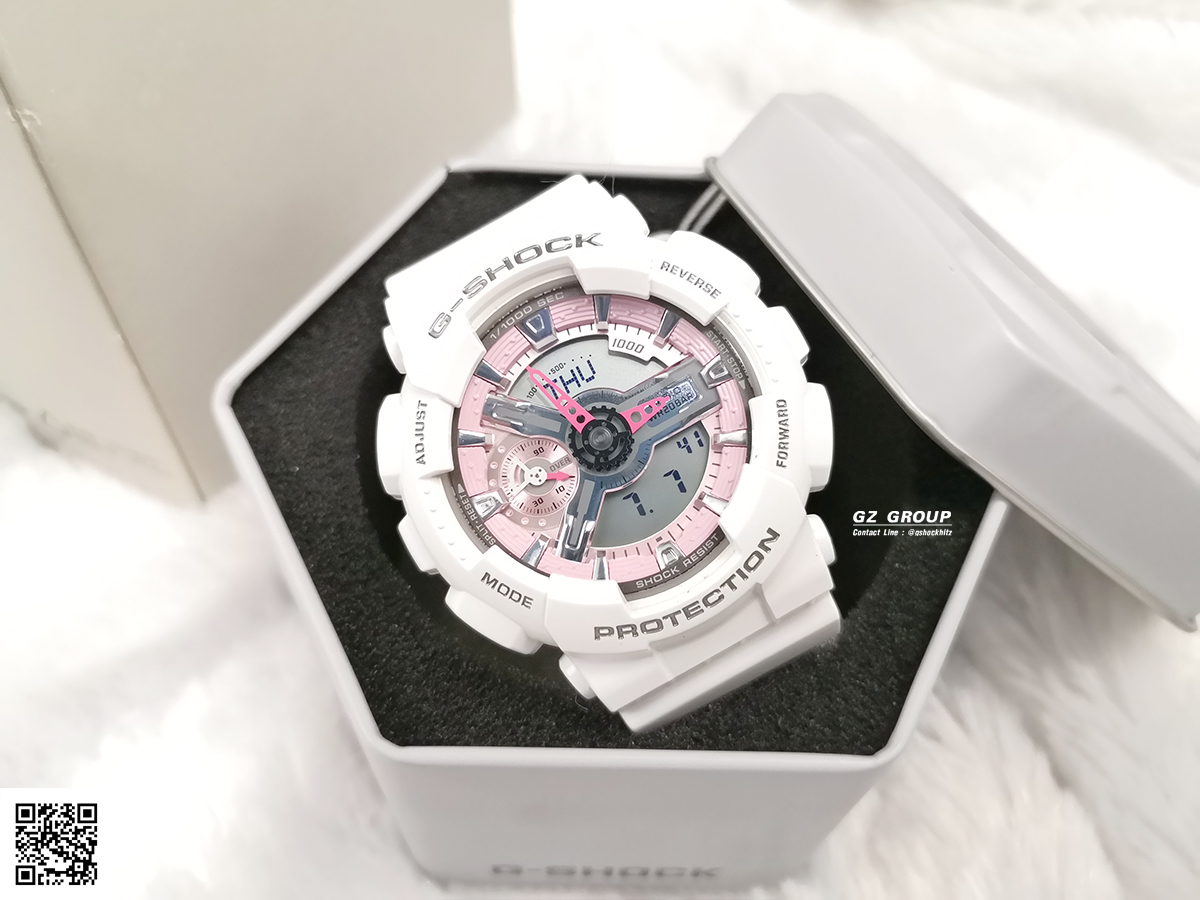 CASIO MID YEAR SALE G-SHOCK พร้อมส่ง นาฬิกาข้อมือ นาฬิกากันน้ำ นาฬิกาของแท้ ประกันศูนย์ CMG 1 ปี รุ่น GMA-S110MP-7A นาฬิกาสีขาว